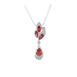 14K Fine Gold Lab Grown Diamond and Red Ruby Pendant Necklace 1.38Tcw