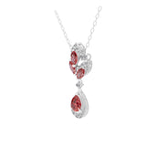 14K Fine Gold Lab Grown Diamond and Red Ruby Pendant Necklace 1.38Tcw