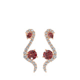 Lab Grown Diamond 0.71Tcw Ruby Cluster Earrings 14K Fine Gold
