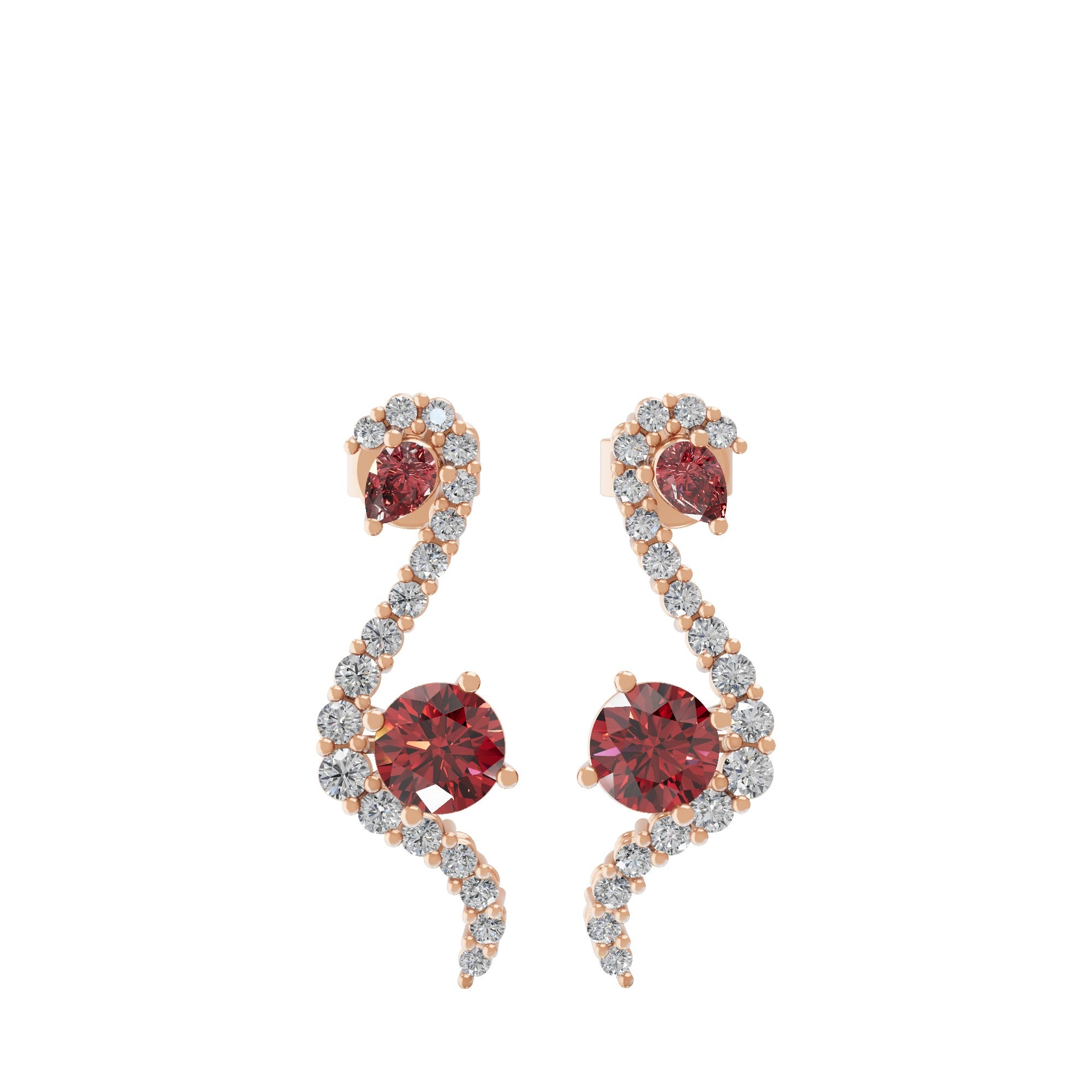 Lab Grown Diamond 0.71Tcw Ruby Cluster Earrings 14K Fine Gold