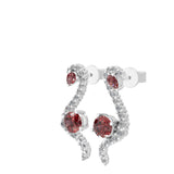 Lab Grown Diamond 0.71Tcw Ruby Cluster Earrings 14K Fine Gold