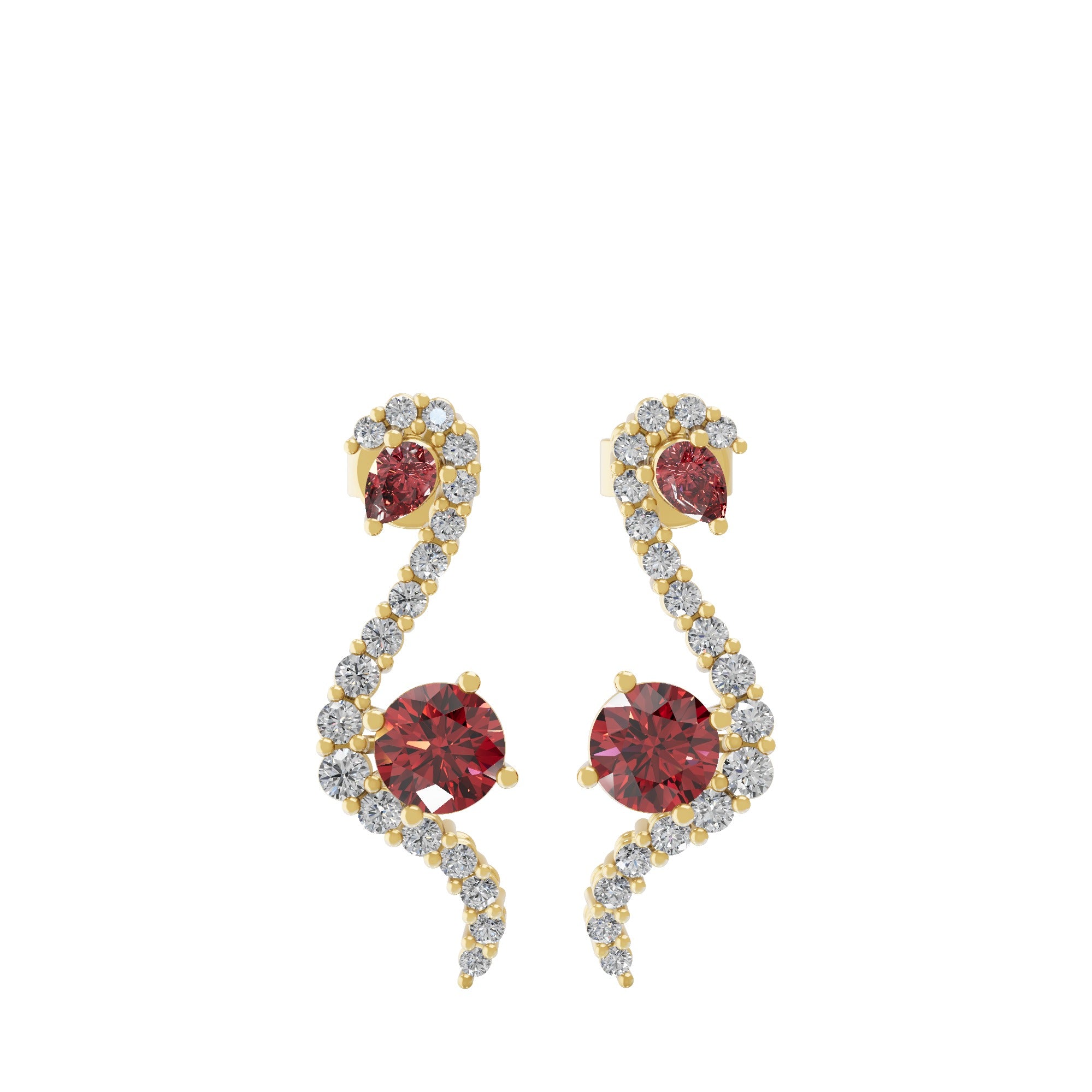 Lab Grown Diamond 0.71Tcw Ruby Cluster Earrings 14K Fine Gold