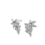 Lab Grown Diamond Marquise Pear Cut 3.99Ct Cluster Stud Earrings 14K Fine Gold