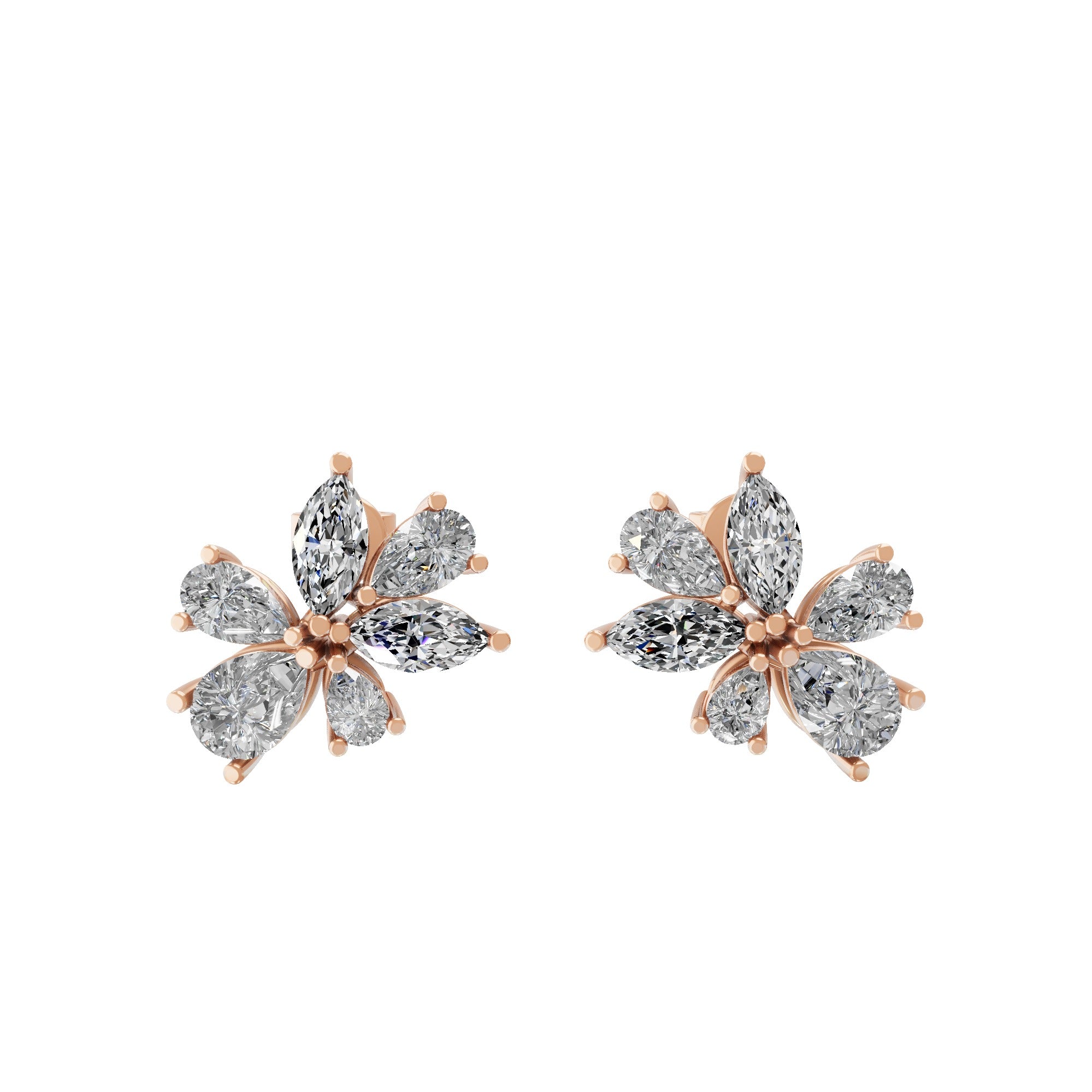 Marquise Cut Cluster Studded Drop Earrings Lab Grown Diamond 3.20Ct 14K Gold