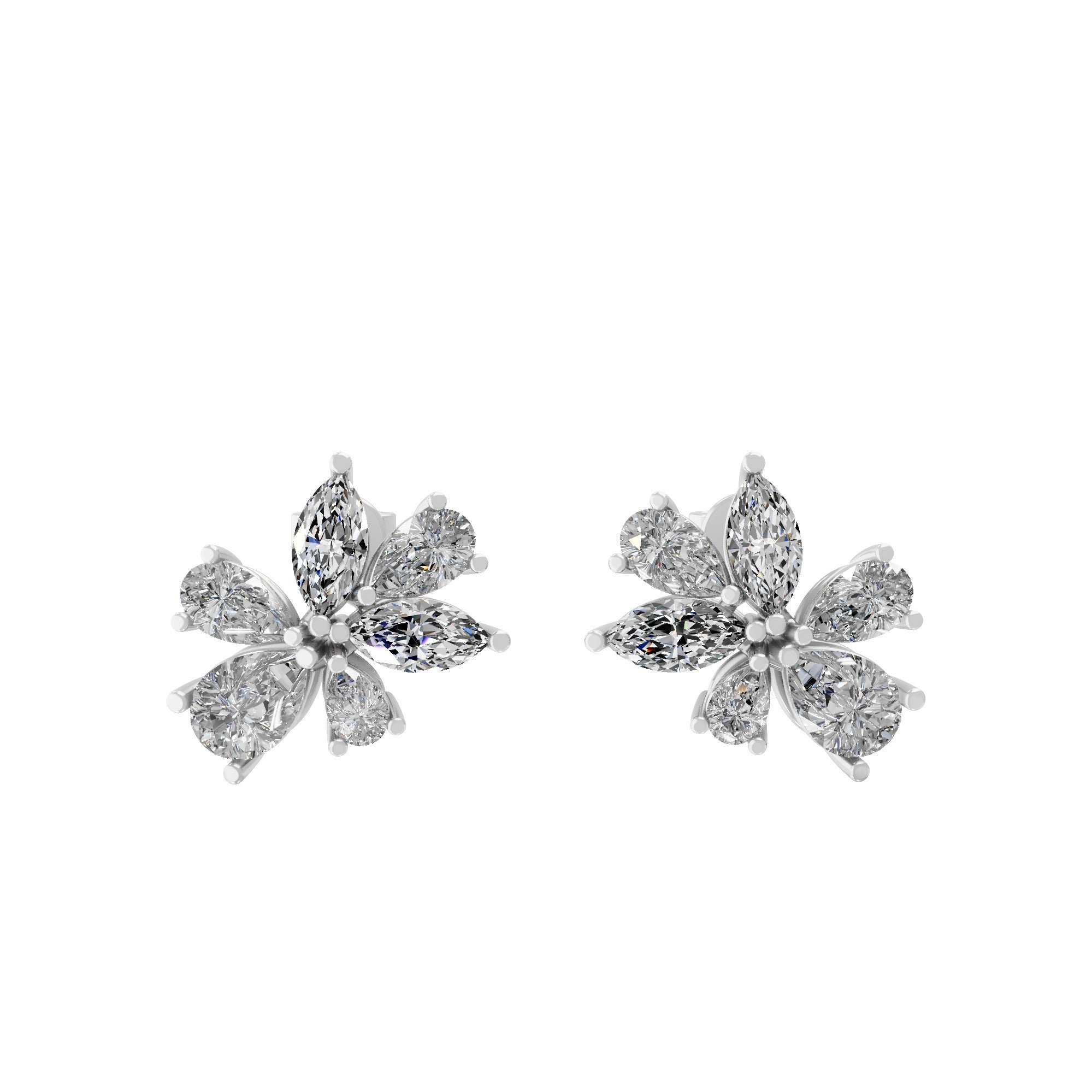 Marquise Cut Cluster Studded Drop Earrings Lab Grown Diamond 3.20Ct 14K Gold