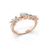 14K Fine Gold Prong Set Lab Grown Diamond 0.90Ct Geometric Sequence Band