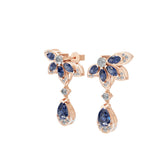 Lab Grown Diamond 1.35Tcw Multi Shaped 14K Fine Gold Cluster Drop Dangle Earrings