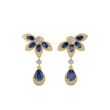 Lab Grown Diamond 1.35Tcw Multi Shaped 14K Fine Gold Cluster Drop Dangle Earrings