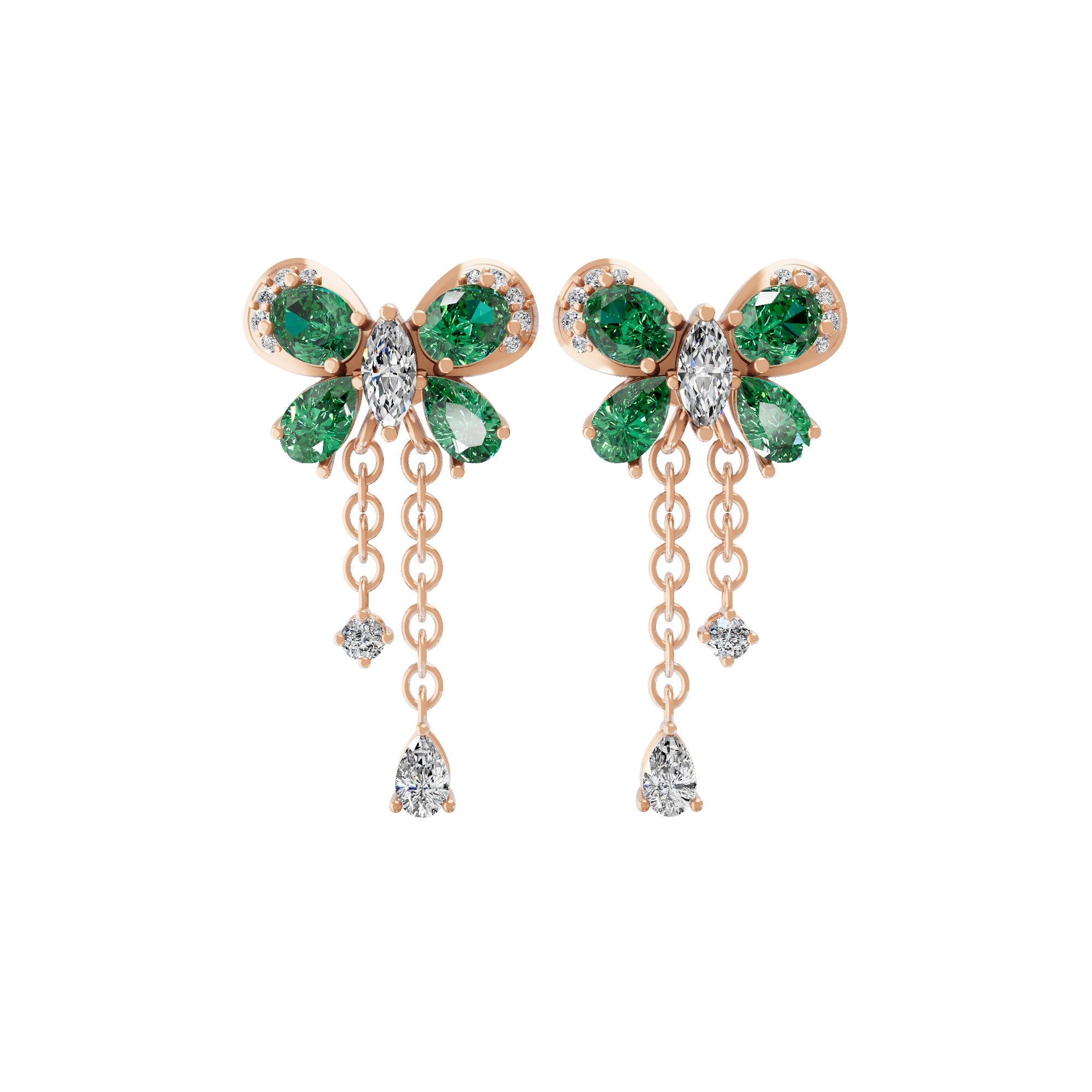 Radiant Cluster Drop Earrings 14K Fine Gold 1.25Tcw Lab Grown Diamond