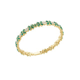 2.20TCW Round Pear Cut Emerald and Lab Grown Diamond Gold Tennis Bracelet