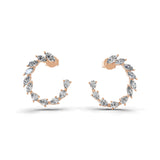Marquise and Pear Cut Half Hoop Earrings 14K Gold Lab Grown Diamond 1.55Ct