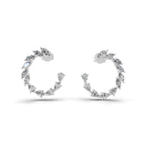 Marquise and Pear Cut Half Hoop Earrings 14K Gold Lab Grown Diamond 1.55Ct