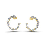 Marquise and Pear Cut Half Hoop Earrings 14K Gold Lab Grown Diamond 1.55Ct