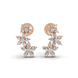 0.97Ct Lab Grown Diamonds 14K Fine Gold Round Cut Dangle Earrings