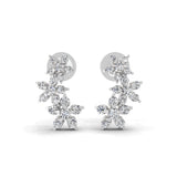 0.97Ct Lab Grown Diamonds 14K Fine Gold Round Cut Dangle Earrings