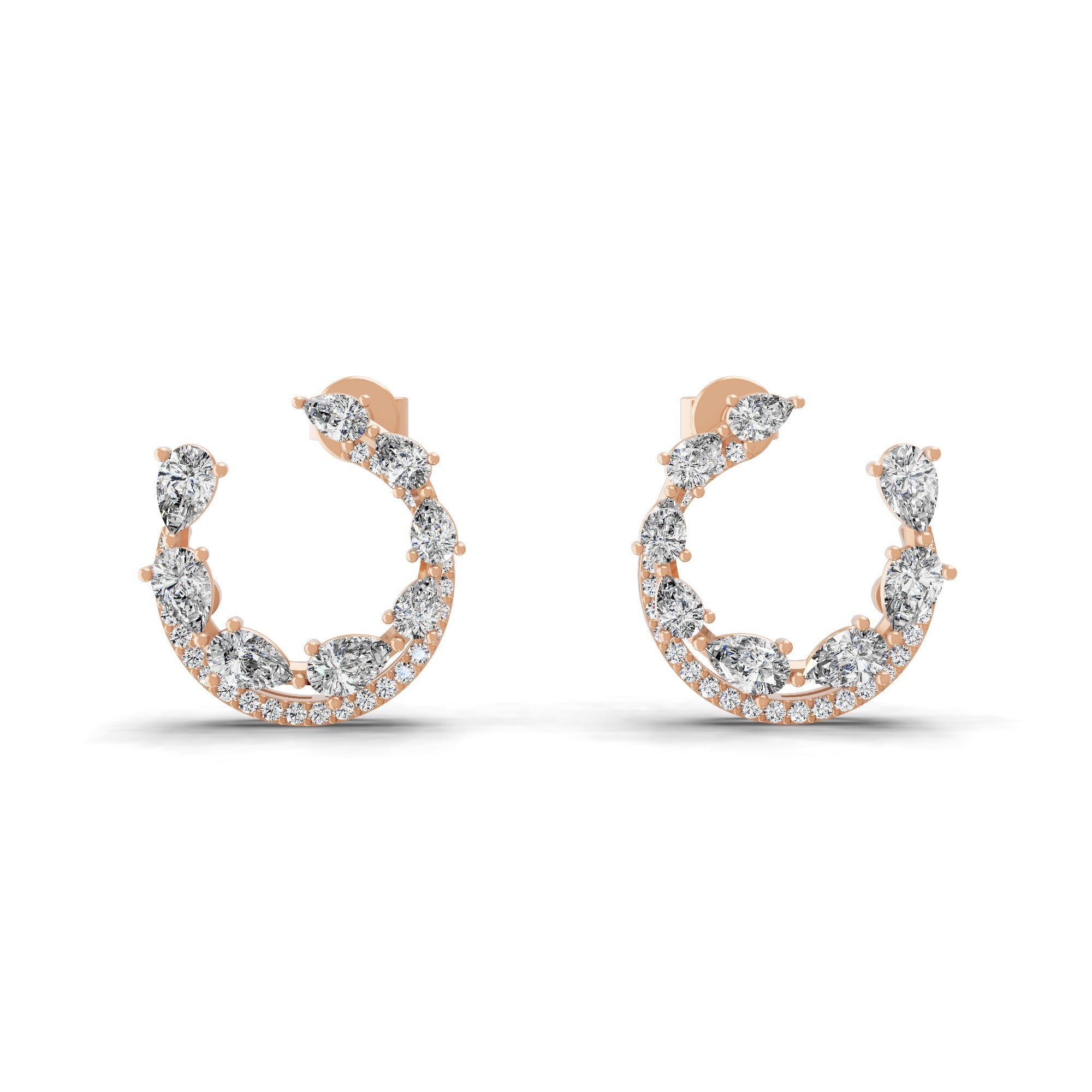 Matrix Stud earring Lab Grown Diamond 1.76Ct 14K Fine Gold