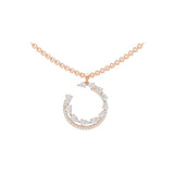 Rose Gold Open Circle 2.35Ct Lab Grown Diamond Pendant Necklace 14K Gold
