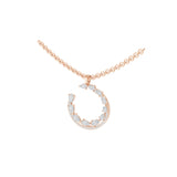 Rose Gold Open Circle 2.35Ct Lab Grown Diamond Pendant Necklace 14K Gold