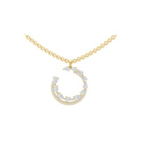 Rose Gold Open Circle 2.35Ct Lab Grown Diamond Pendant Necklace 14K Gold