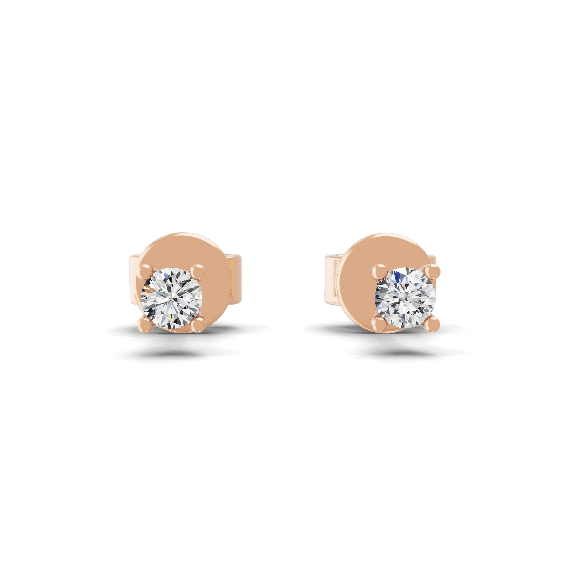 14K Fine Gold 0.08Ct Lab Grown Diamond Solitaire Stud Earrings