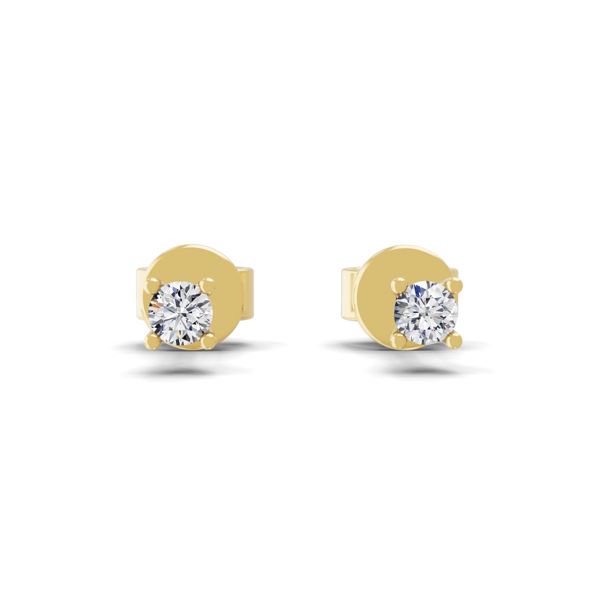 14K Fine Gold 0.08Ct Lab Grown Diamond Solitaire Stud Earrings
