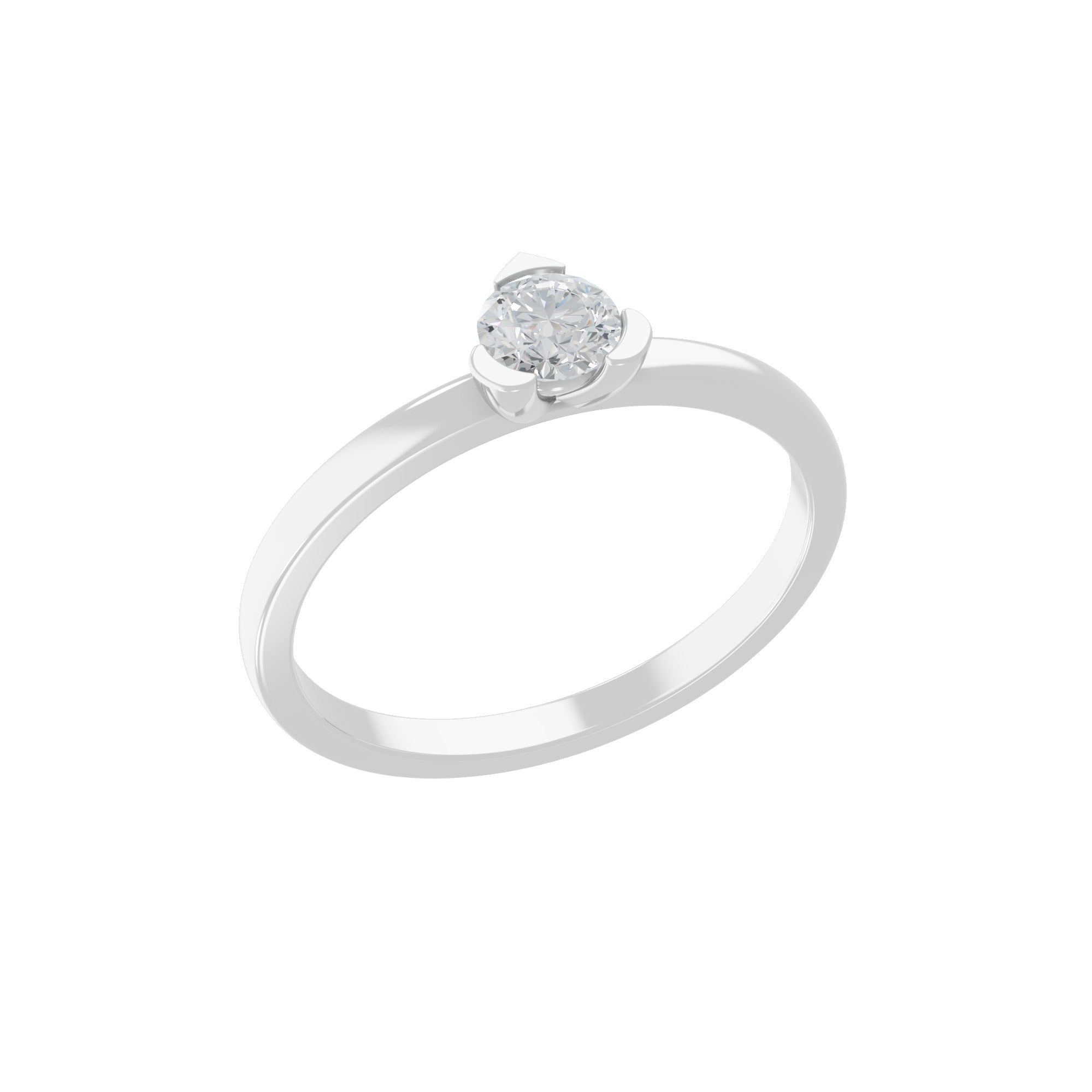 Solitaire Lab Grown Round Cut Diamond Ring 0.28Ct 14K Fine Gold
