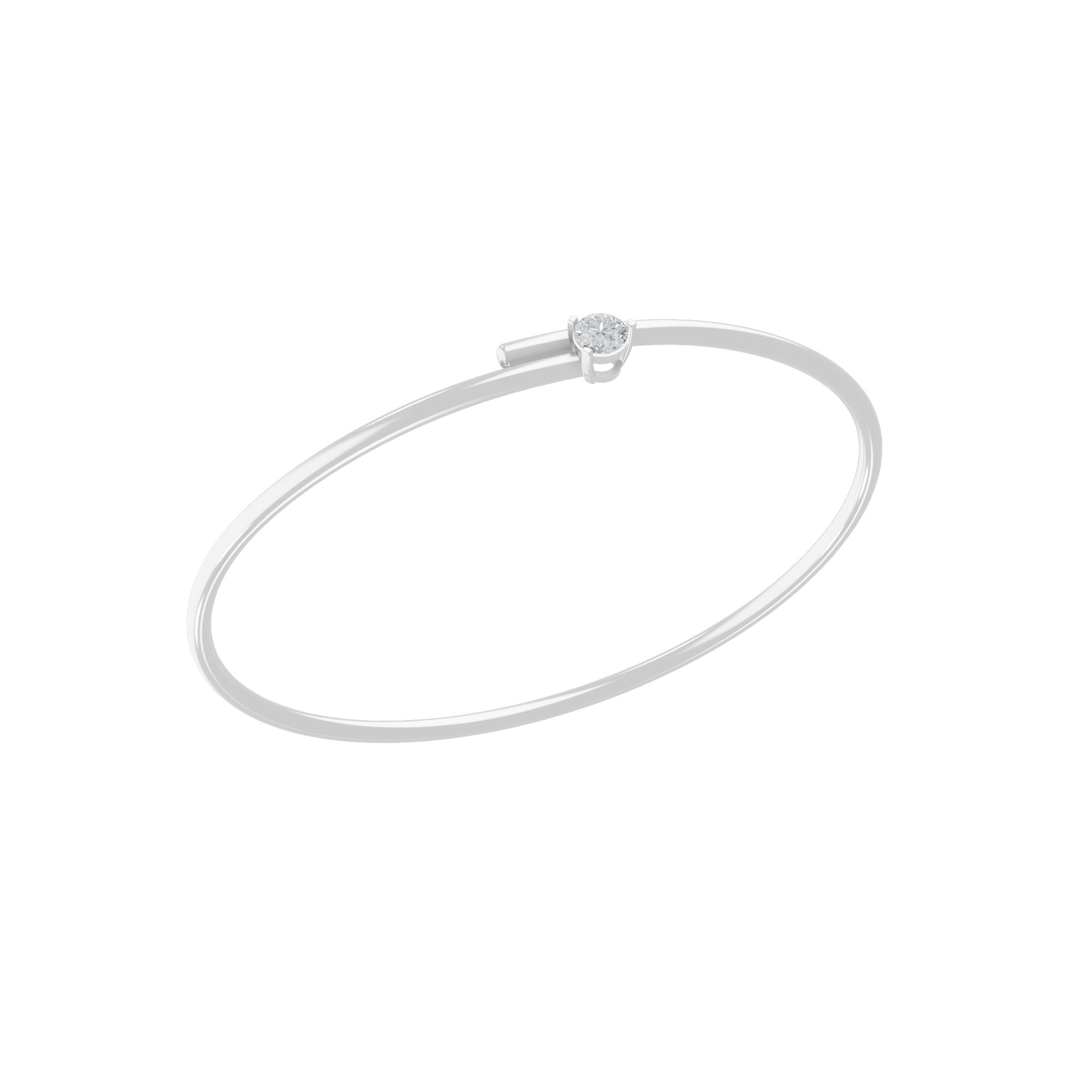 Lab Grown Diamond 0.25Ct Solitaire Bangle Bracelet 14K Fine Gold