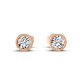 0.30Ct Bezel Set Lab Grown Diamond Stud Earrings 14K Fine Gold