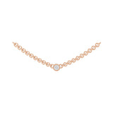 Bezel Set Solitaire Minimal Necklace 0.15Ct Lab Grown Diamond 14K Fine Gold