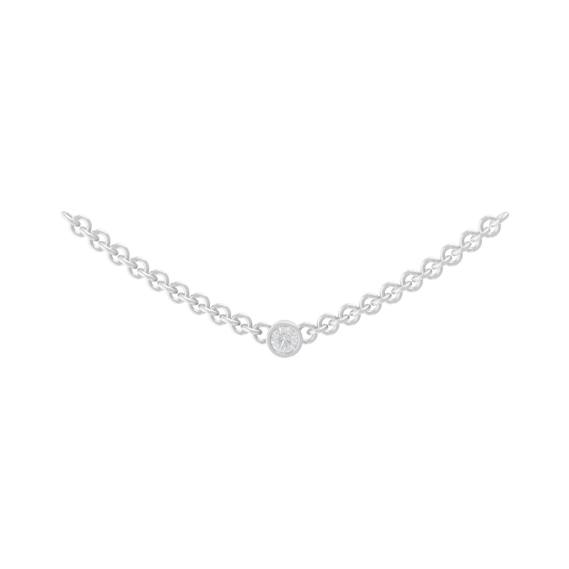 Bezel Set Solitaire Minimal Necklace 0.15Ct Lab Grown Diamond 14K Fine Gold
