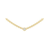 Bezel Set Solitaire Minimal Necklace 0.15Ct Lab Grown Diamond 14K Fine Gold