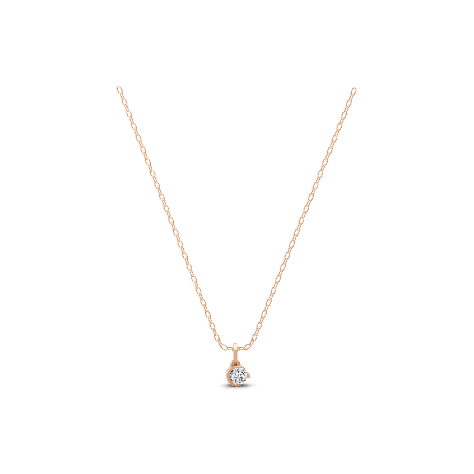 14K Fine Gold lab Grown Diamond 0.28Ct Solitaire Pendant Necklace