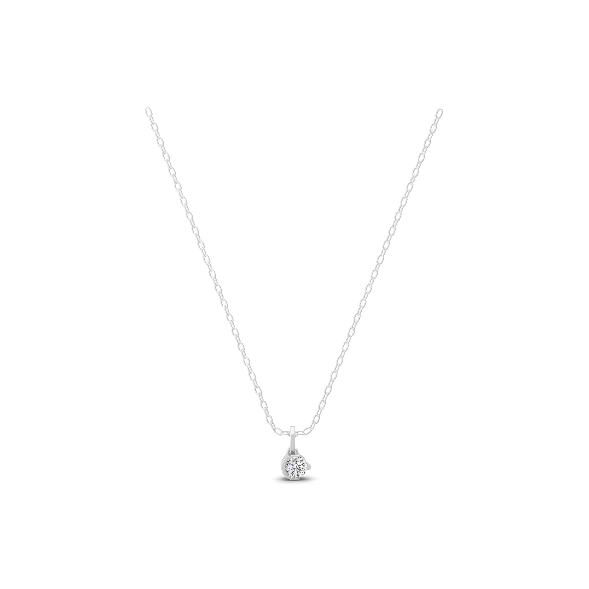 14K Fine Gold lab Grown Diamond 0.28Ct Solitaire Pendant Necklace