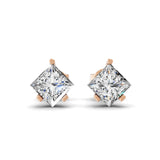 Princess Cut Solitaire Stud Earring Lab Grown Diamond 0.66Ct 14K Fine Gold
