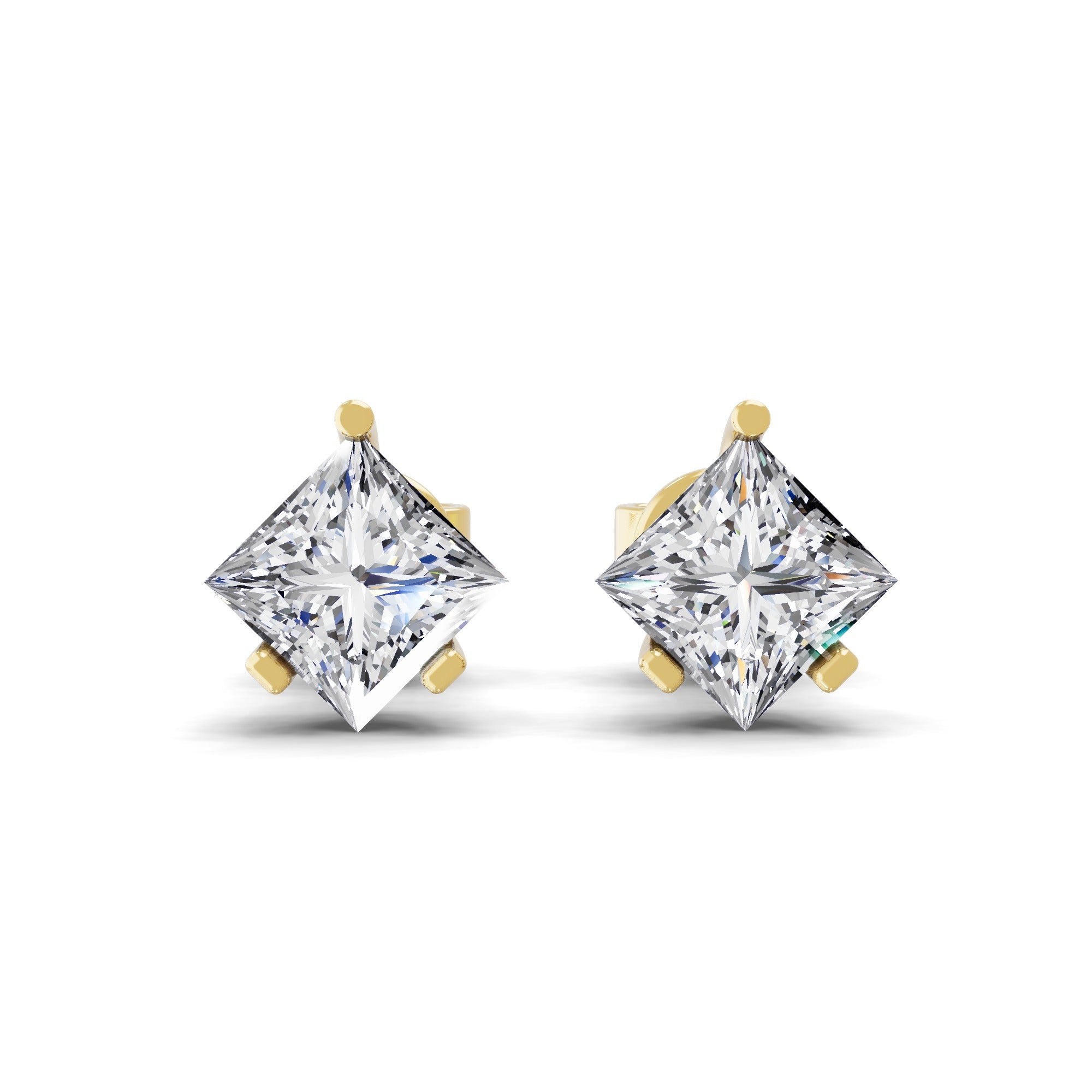 Princess Cut Solitaire Stud Earring Lab Grown Diamond 0.66Ct 14K Fine Gold