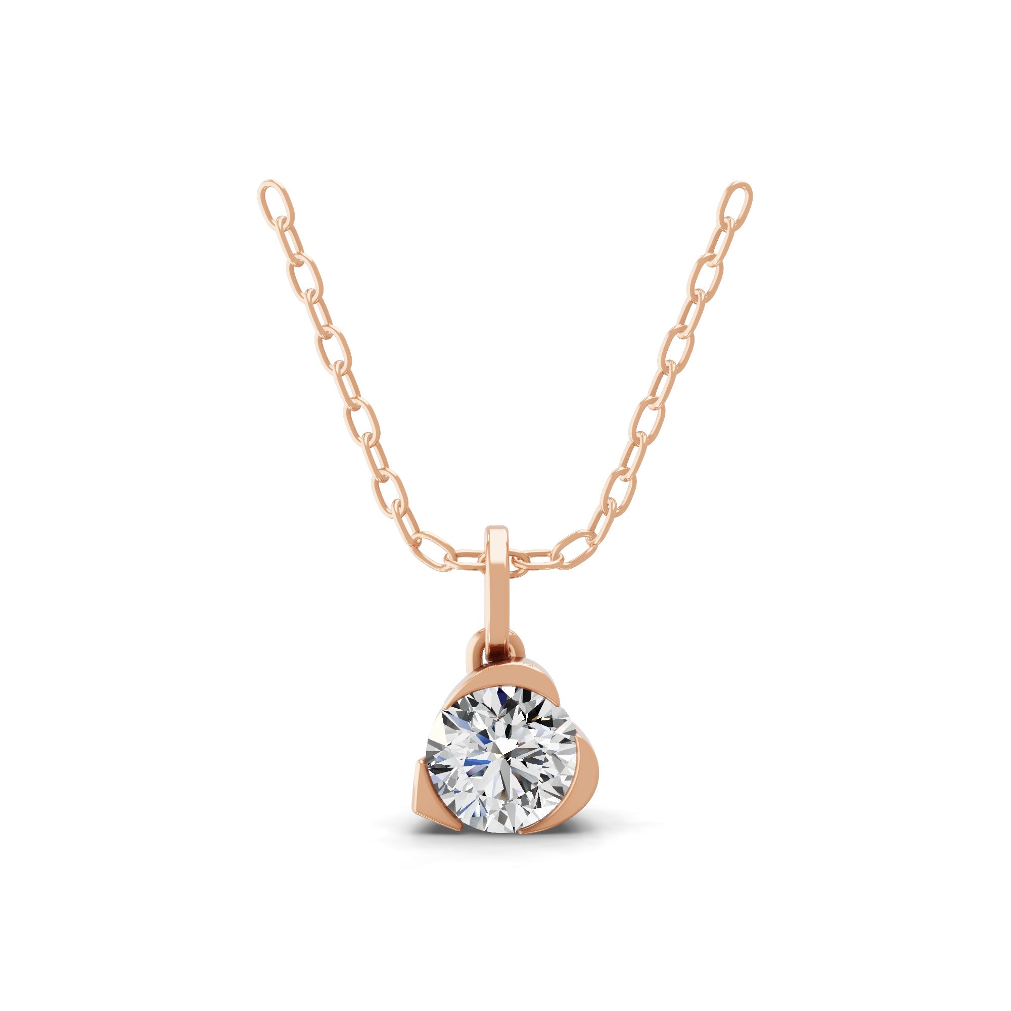 Round Cut 0.76Ct Lab Grown Diamond 14K Fine Gold Pendant Necklace