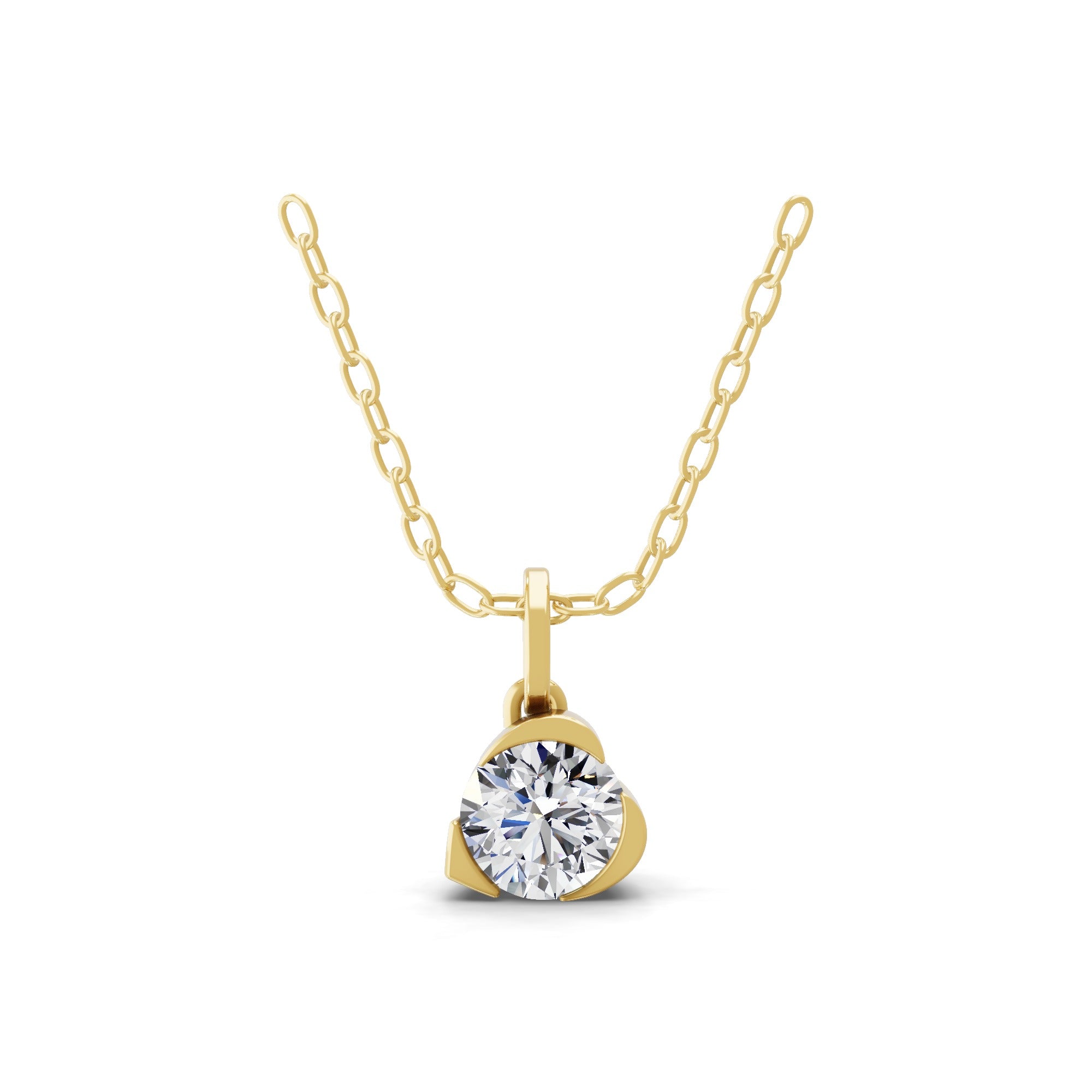 Round Cut 0.76Ct Lab Grown Diamond 14K Fine Gold Pendant Necklace