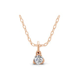 Solitaire Pendant Necklace 14K Fine Gold Lab Grown Diamond 0.28Ct