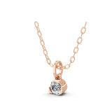 Solitaire Pendant Necklace 14K Fine Gold Lab Grown Diamond 0.28Ct