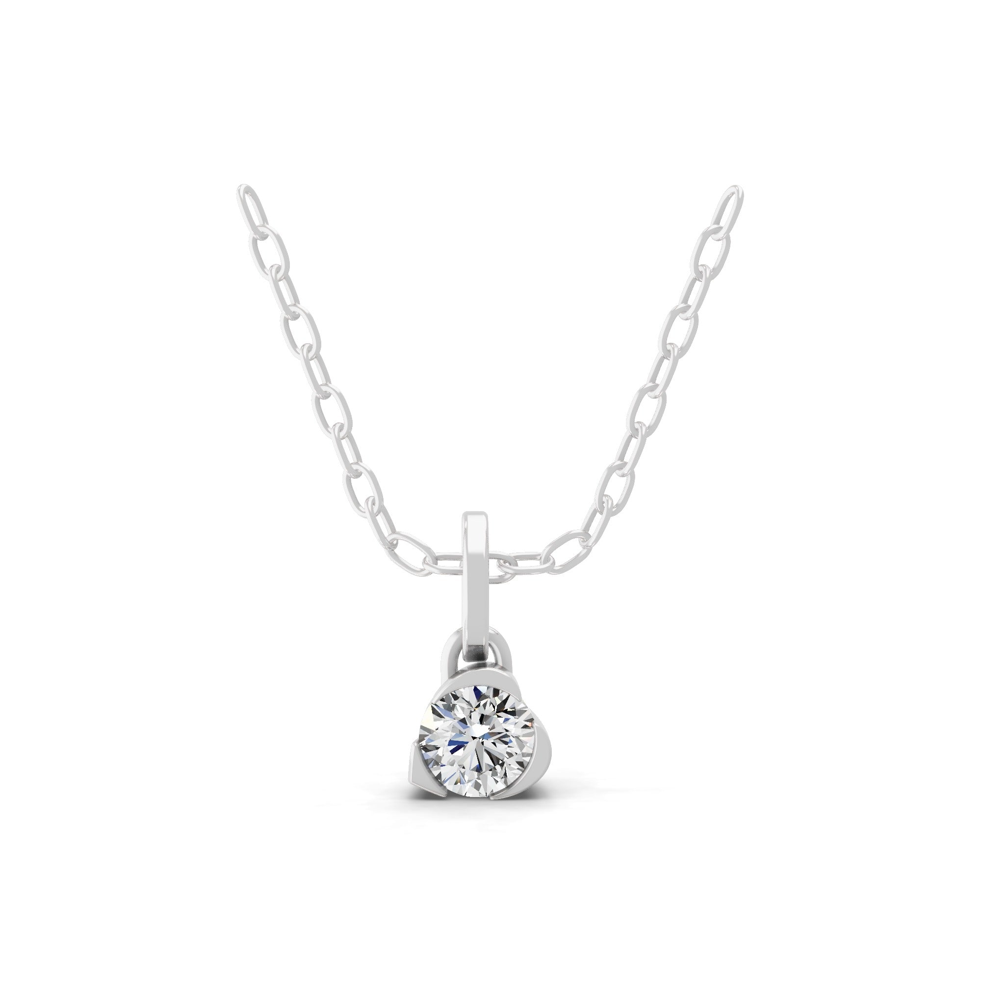 Solitaire Pendant Necklace 14K Fine Gold Lab Grown Diamond 0.28Ct