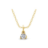 Solitaire Pendant Necklace 14K Fine Gold Lab Grown Diamond 0.28Ct