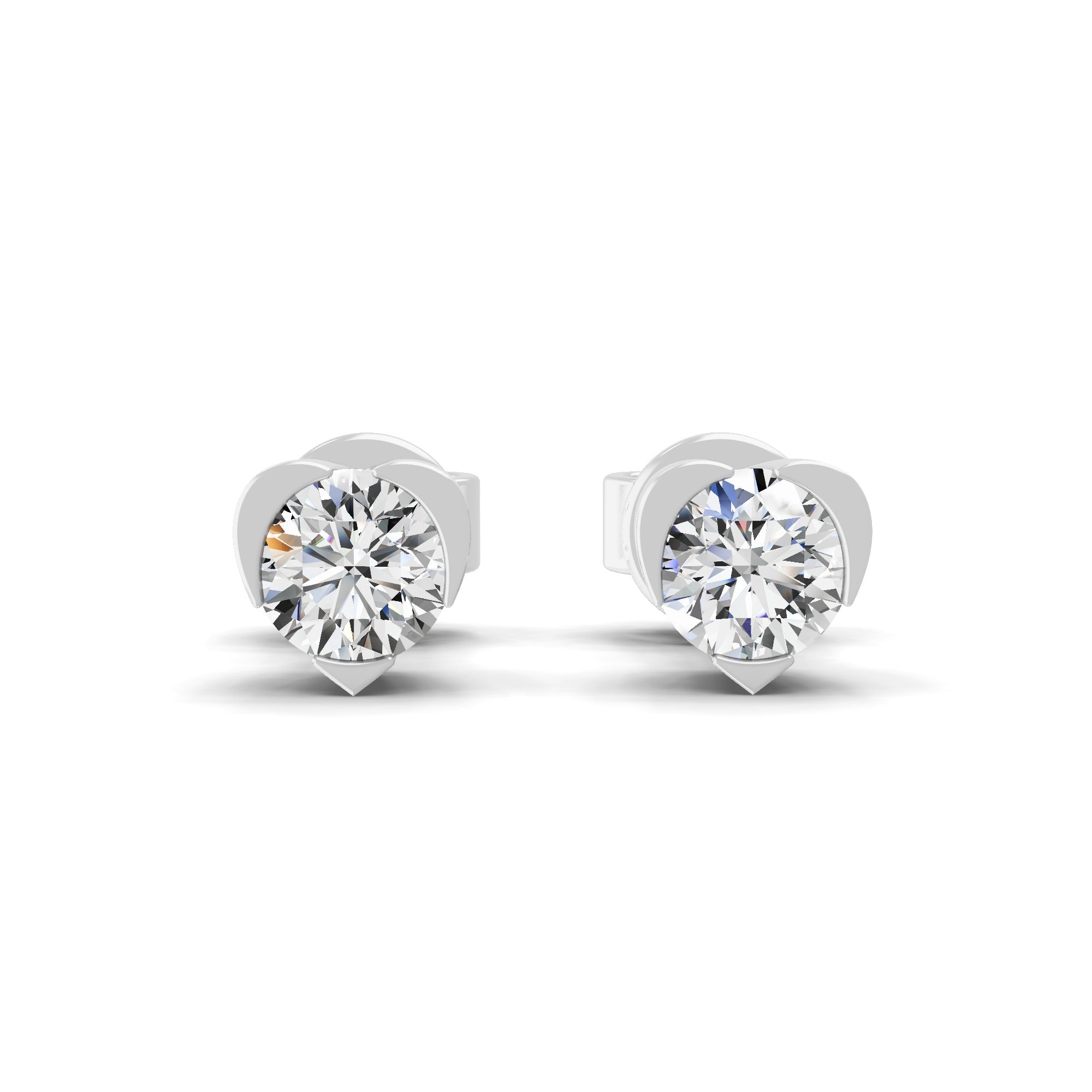 14K Fine Gold 0.30Ct Lab Grown Round Cut Diamond Solitaire Stud Earrings