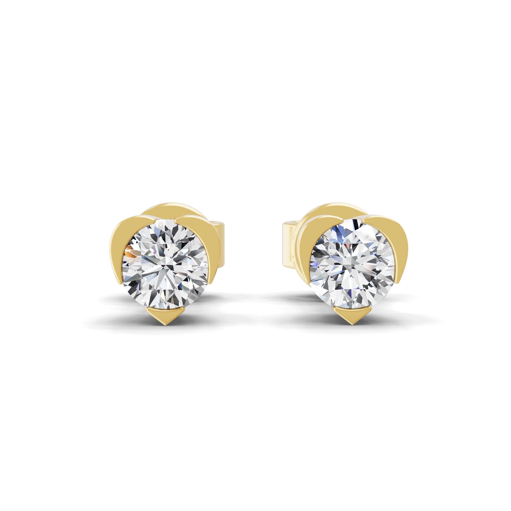 14K Fine Gold 0.30Ct Lab Grown Round Cut Diamond Solitaire Stud Earrings