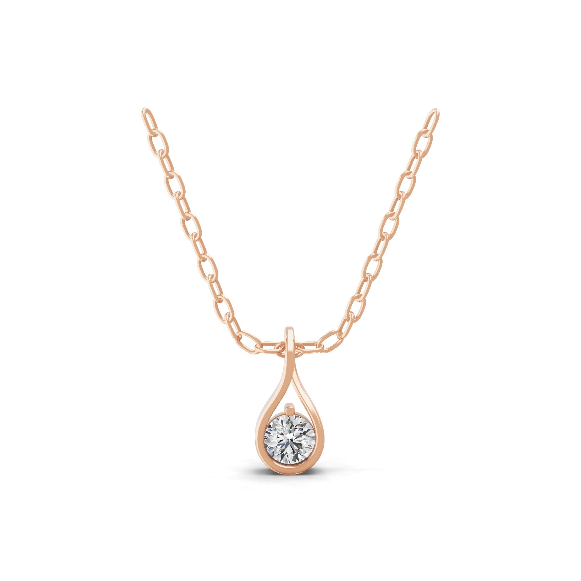 Lab Grown Diamond 0.15Ct 14K Fine Gold Round Cut Pendant Necklace