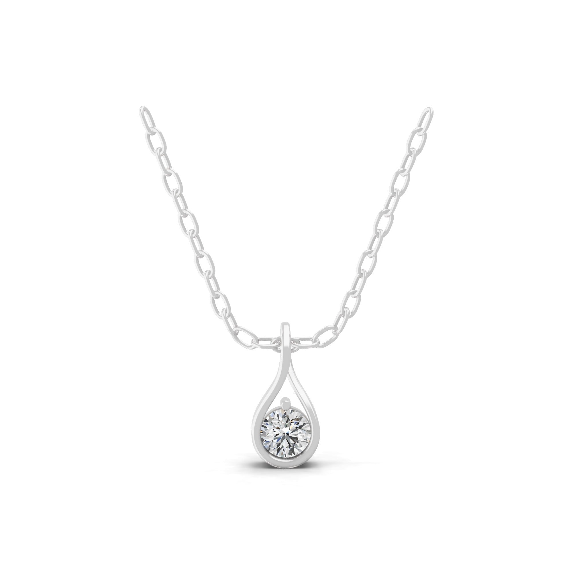 Lab Grown Diamond 0.15Ct 14K Fine Gold Round Cut Pendant Necklace