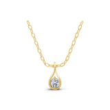 Lab Grown Diamond 0.15Ct 14K Fine Gold Round Cut Pendant Necklace