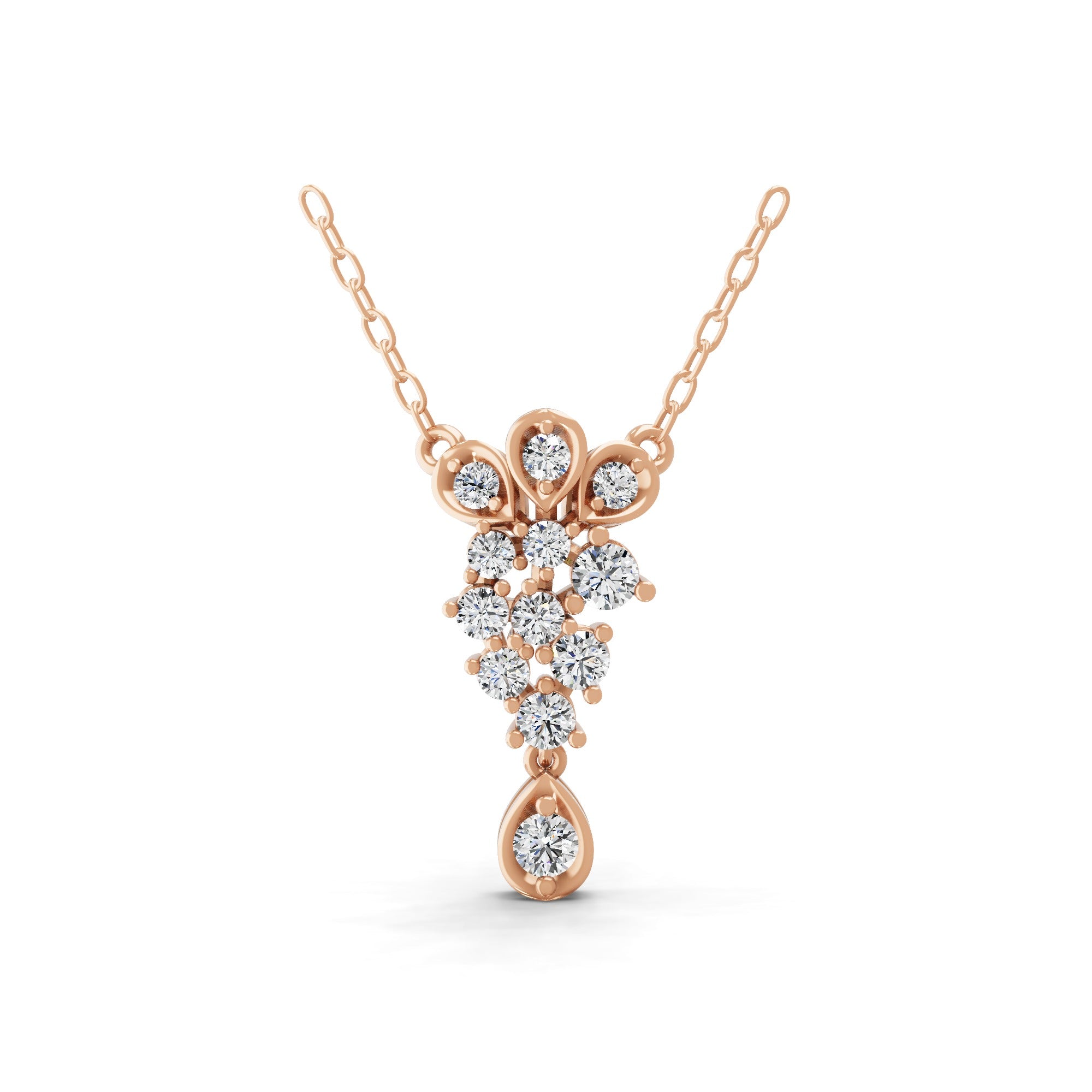 Round Brilliant Lab Grown Diamond Necklace 14K Fine Gold 0.61Ct