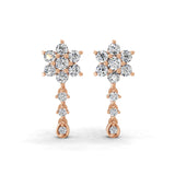 Round Cut 1.00Ct Lab Grown Diamond Dangle Drop Earrings 14K Fine Gold