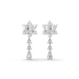 Round Cut 1.00Ct Lab Grown Diamond Dangle Drop Earrings 14K Fine Gold