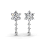 Round Cut 1.00Ct Lab Grown Diamond Dangle Drop Earrings 14K Fine Gold